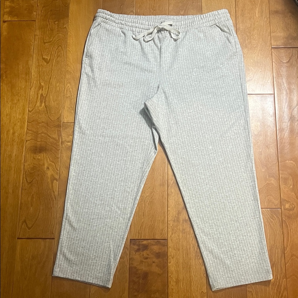 LOFT Light Gray Ribbed Drawstring Lounge Pants - Picture 2 of 11